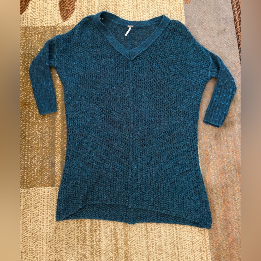 Free People Knit Sweater Tunic in Teal